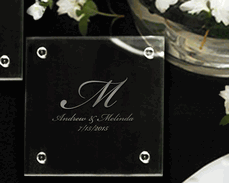 Engraved Glass Coasters w Script Font (Set of 2)